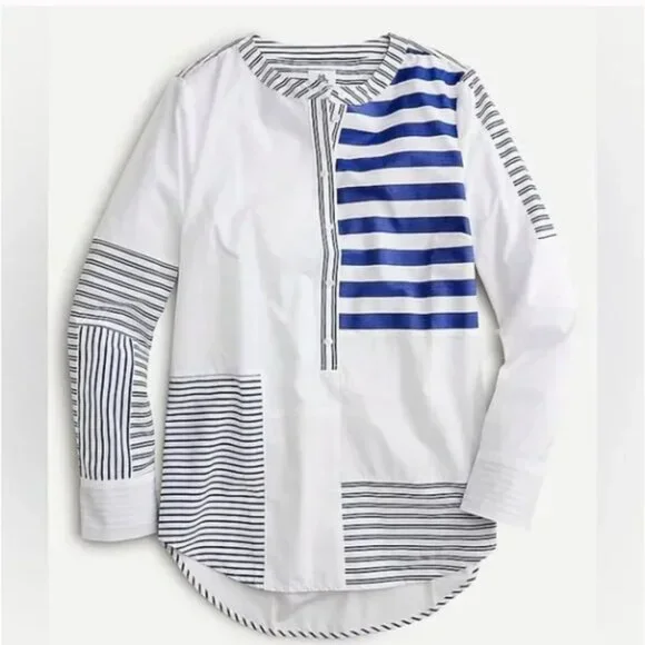 J. Crew Thomas Mason Tunic Top Womens Mixed Stripe Sz Small Preppy Coastal Chic - Picture 1 of 9